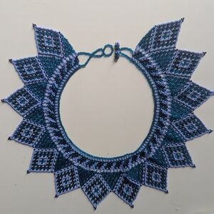 Artisan Blue and Purple Beaded Necklace